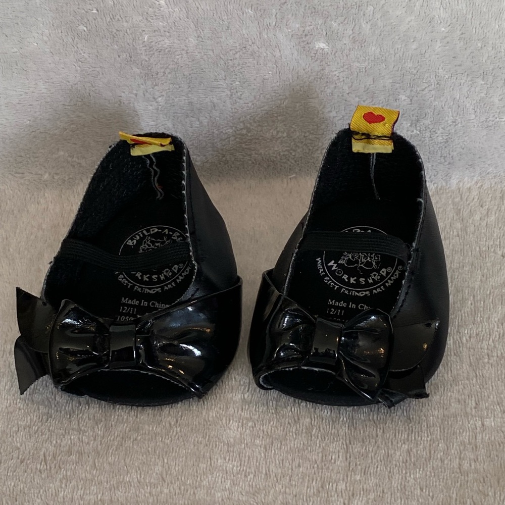 Build A Bear Shoes High Heel Mary Jane Black Patent Leather Look Bow retired